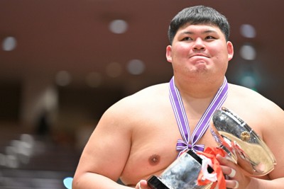 日体大時代の横綱・大の里＝両国国技館で2022年12月、前田梨里子撮影