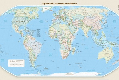 イコールアース図法の世界地図＝図法の考案者らのウェブサイトより