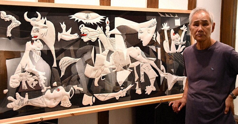 丹後ちりめんの古布を再生 平和願って絵画「ゲルニカ」再現 京都