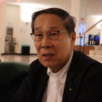 長崎の被爆者で医師の朝長万左男さん＝米ニューヨークで2025年9月5日、八田浩輔撮影