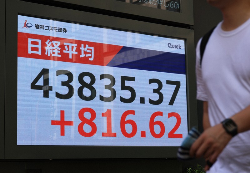 日経平均が大幅続伸、一時上げ幅800円超 取引時間中最高値に迫る