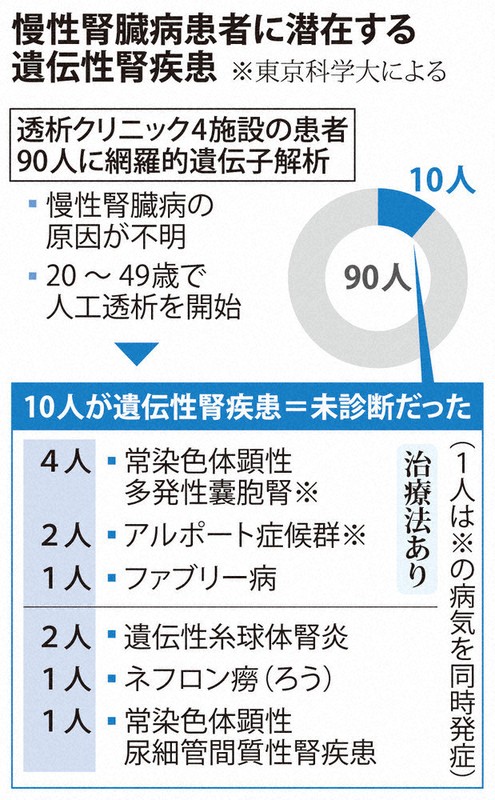 どうすれば安全安心：慢性腎臓病を遺伝子で解析 透析導入、先延ばし