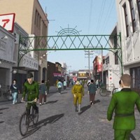 被爆体験VRの「被爆前の中島町の様子」（出典：PEACE PARK TOUR VR）＝たびまちゲート広島提供