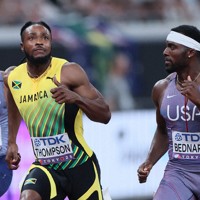 世界陸上男子100メートル ジャマイカ5大会ぶり覇権 セビル9秒77 [写真