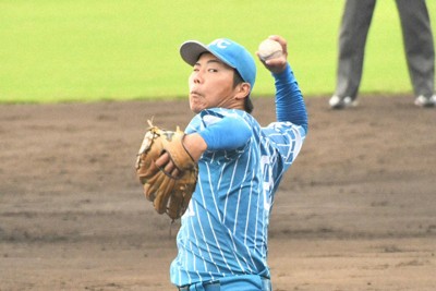 【大和高田クラブ－全足利クラブ】1失点完投した大和高田クラブの西陸和投手＝2025年9月14日、石川裕士撮影