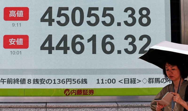 日経平均株価、初の4万5000円台 取引時間中の最高値を更新 | 毎日新聞
