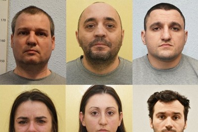 英国などでロシアのスパイ活動をしたとして有罪判決を受けたブルガリア国籍の男女6人＝ロンドン警視庁提供の写真を基に作成