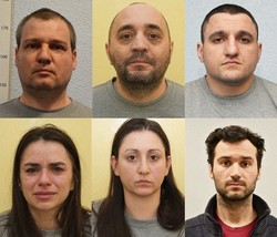 英国などでロシアのスパイ活動をしたとして有罪判決を受けたブルガリア国籍の男女6人＝ロンドン警視庁提供の写真を基に作成