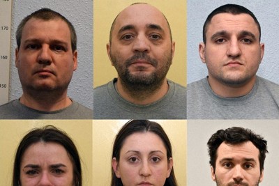 英国などでロシアのスパイ活動をしたとして有罪判決を受けたブルガリア国籍の男女6人＝ロンドン警視庁提供の写真を基に作成