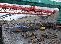 The construction to extend Narita Airport's runway B is seen in this photo provided by Narita International Airport Corp.