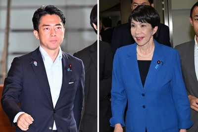 自民党総裁選は小泉進次郎農水相（左）と高市早苗前経済安全保障担当相が軸になっているが、ともに決め手を欠いている