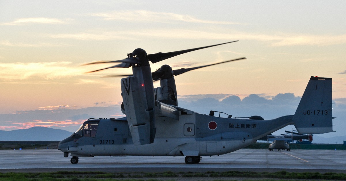陸自佐賀駐屯地のオスプレイ、初の夜間飛行訓練 2時間強飛行 | 毎日新聞