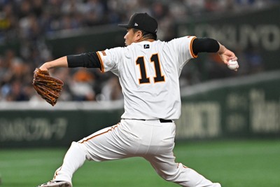 【巨人－中日】力投する巨人の先発・田中将大＝東京ドームで2025年9月30日、新宮巳美撮影