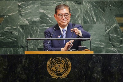 国連総会の演説を終えた石破茂首相。最後の最後に出現した「石破カラー」は後継者に引き継がれるのか（共同通信）