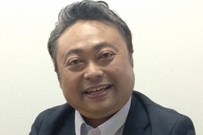 茨城ロボッツ・スポーツエンターテインメントの川崎篤之社長＝水戸市で2025年7月30日、松下英志撮影
