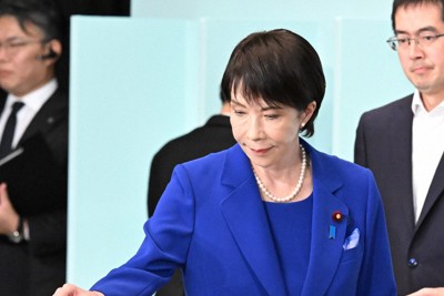 自民党総裁選挙で投票する高市早苗前経済安全保障担当相=同党本部で2025年10月4日午後1時11分、平田明浩撮影