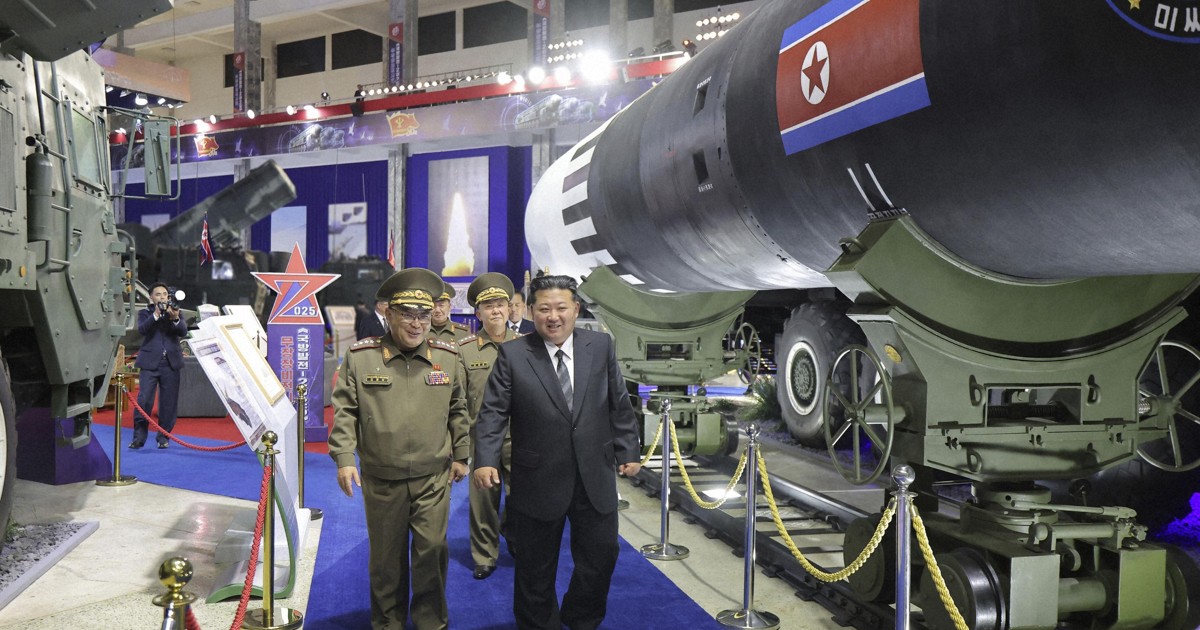 N. Korea displays latest weapons, Kim vows to counter US threats