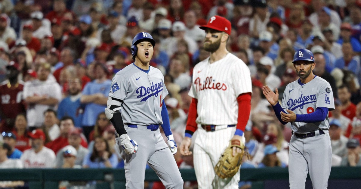 Baseball: Shohei Ohtani plates run, Roki Sasaki earns save as Dodgers edge Phillies
