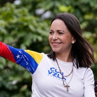 ノーベル平和賞に選ばれたベネズエラの野党指導者マチャド氏＝カラカスで2024年7月25日、AP