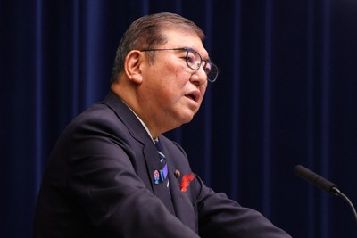 戦後80年にあたり、先の大戦に関する所感を発表する石破茂首相＝首相官邸で2025年10月10日午後5時31分、猪飼健史撮影