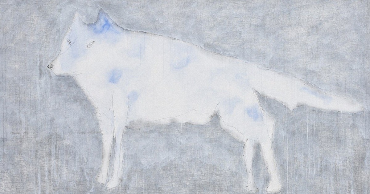 絵でできること・黒田征太郎展から：作品紹介／3 1匹の白狼に漂う鎮魂