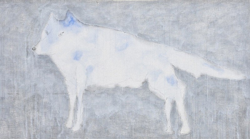 絵でできること・黒田征太郎展から：作品紹介／3 1匹の白狼に漂う鎮魂