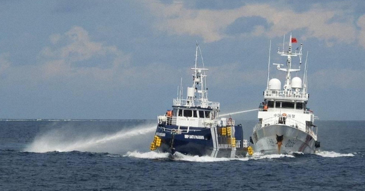Chinese coast guard rams and damages a Philippine vessel off an island in the South China Sea