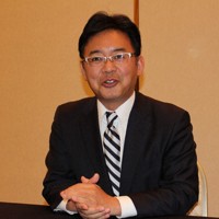 上野賢一郎厚生労働相＝滋賀県草津市のホテルで2017年9月24日、北出昭撮影
