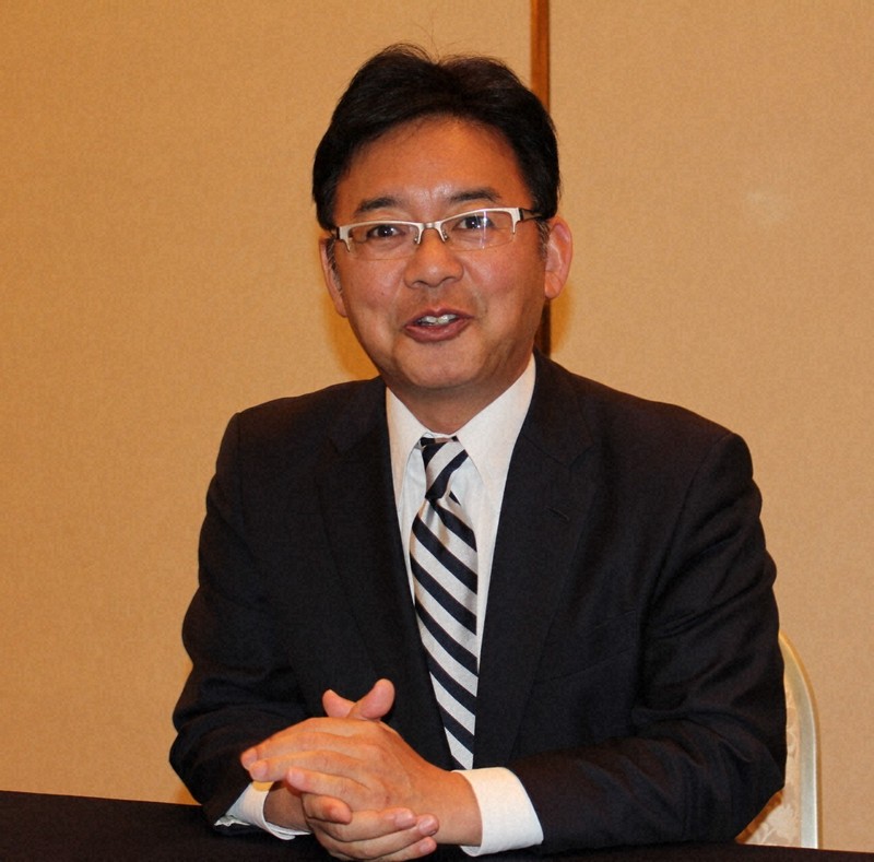 上野賢一郎厚生労働相＝滋賀県草津市のホテルで2017年9月24日、北出昭撮影