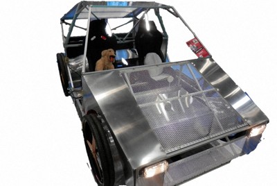 「ジャパンモビリティショー」に出展される「空飛ぶ車」。会場では「変形機構」を作動させる＝山中建二助教提供