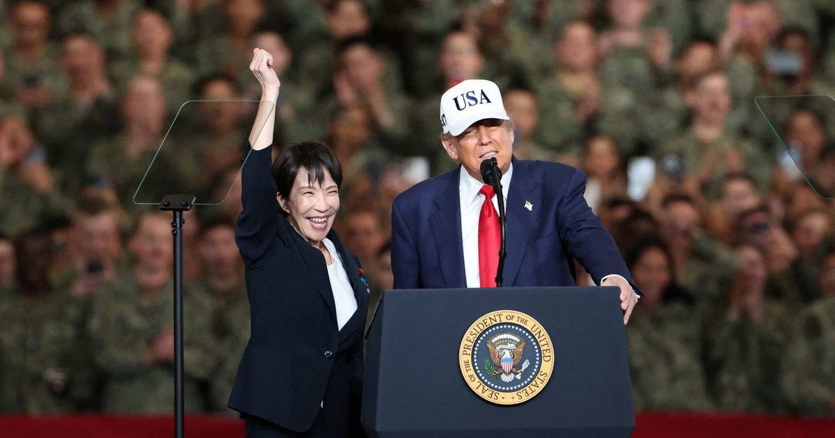 高市氏、トランプ氏と米空母乗艦 「防衛力の抜本的強化」を宣言 | 毎日新聞