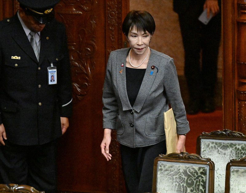 代表質問が行われる衆院本会議に臨む高市早苗首相＝国会内で2025年11月5日午後1時、平田明浩撮影
