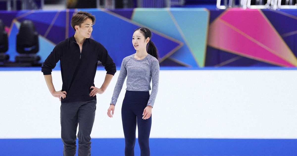 リンクサイド:ゆなすみ　「スイハン」に感動　「一つ一つを…」　NHK杯前日練習