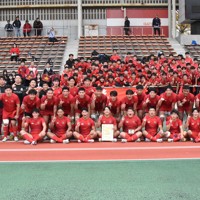 【千葉第1】31大会連続33回目の花園出場を決めた流通経大柏＝千葉県柏市の柏の葉公園総合競技場で2025年11月2日午後1時24分、柴田智弘撮影