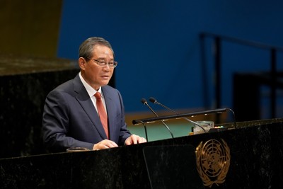 中国の李強首相（２０２５年９月、ニューヨーク国連本部） Bloomberg