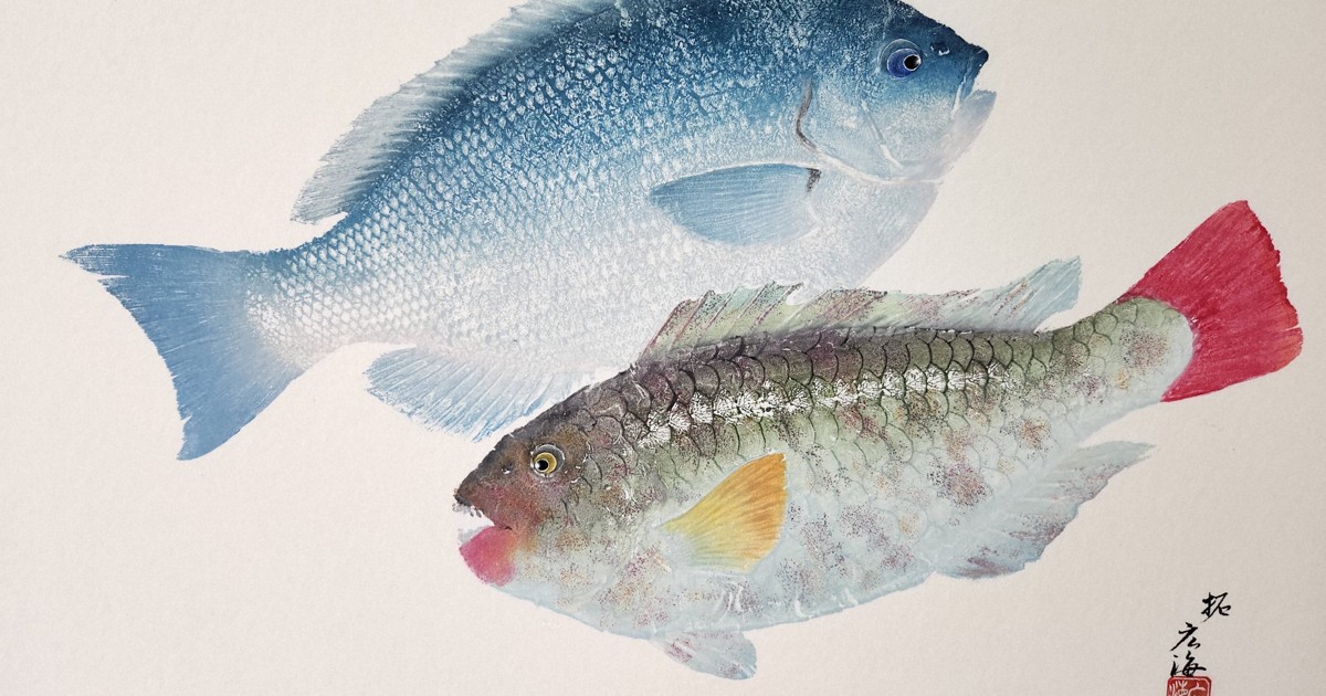 実は一発勝負の「アート魚拓」 森内広海さん「質感伝わるよう」 | 毎日新聞