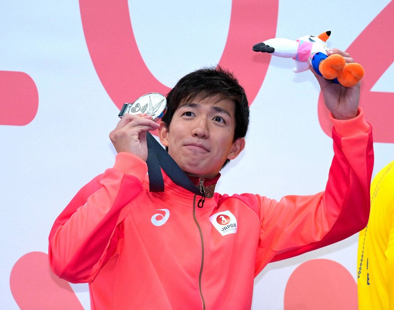 デフリンピック競泳 男子400メートル自由形で茨隆太郎が銀メダル [写真