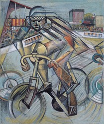 This image provided by the Tokushima Modern Art Museum shows the forgery "At the Cycle-Race Track," previously attributed to Jean Metzinger.