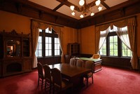 The former governor's office, with its coffered ceiling, is seen at the former main building of the Kyoto Prefectural Government in the city of Kyoto's Kamigyo Ward, Aug. 9, 2023. It also houses decorative shelves crafted by Kogoro Sugita, known as the 