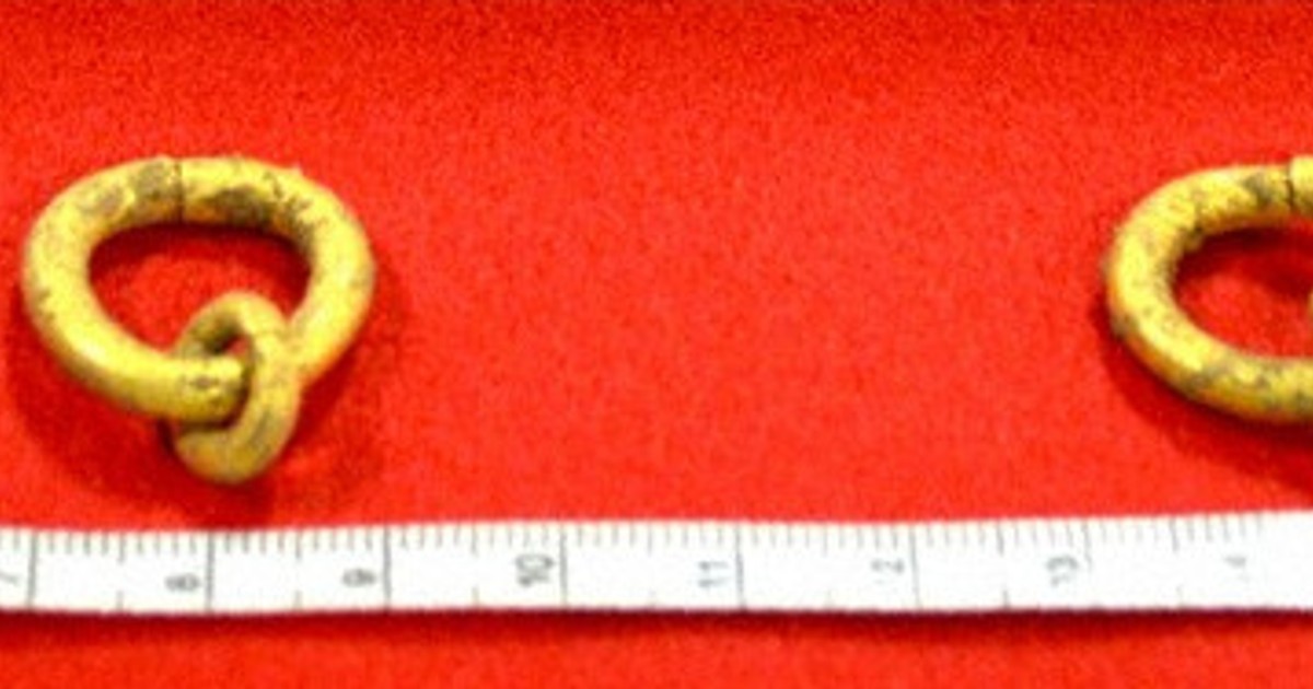 天王森古墳 金の耳飾り「金製垂飾付耳飾」2点 県内で初めて出土 朝鮮