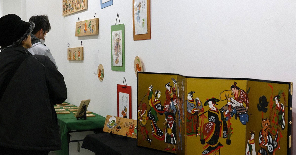 鬼神、動物 ユーモラスに 植村さん「大津絵」作品展 あすまで 天理