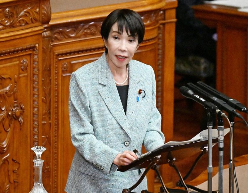 参院本会議で答弁する高市早苗首相＝国会内で2025年12月8日午後4時28分、平田明浩撮影