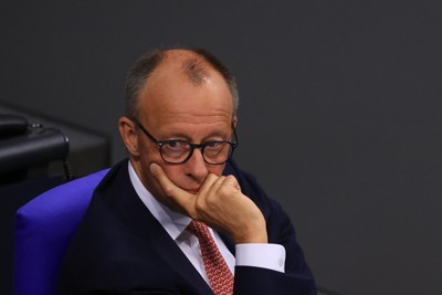 メルツ独首相。若手の突き上げに直面（2025年7月、ベルリンの連邦議会） Bloomberg