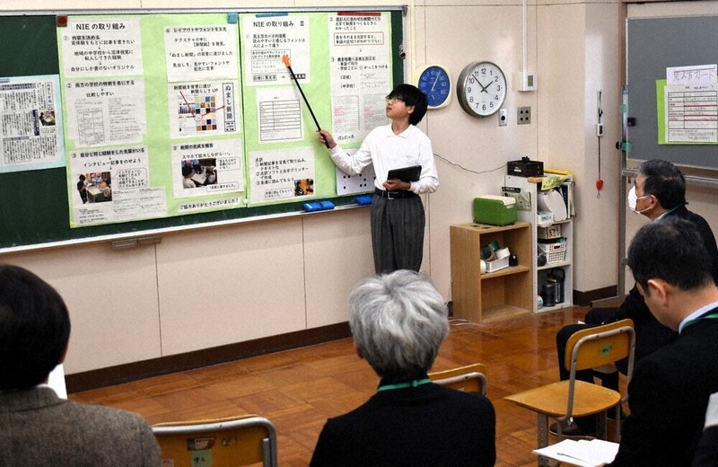 NIE：教育に新聞を 視覚障害者用の配慮などを紹介 沼津で公開授業