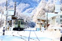 This photo provided by Fuju Nagao shows Nobeyama Station covered in snow. He noted, "The Koumi Line is resilient in the snow. Even when the mountains and snow are completely white, trains run today as on any other day."