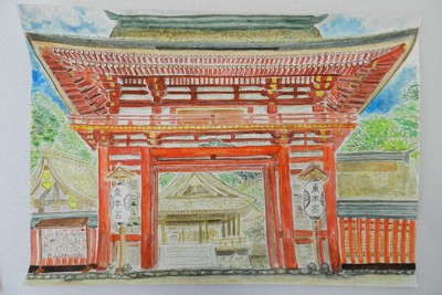 「第58回日吉写生大会」で知事賞に選ばれた滋賀大付中2年、西口嘉秀子さんの作品