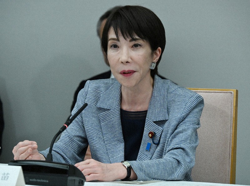 政労使の意見交換の会合で発言する高市早苗首相＝首相官邸で11月25日、平田明浩撮影