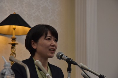 前橋市の出直し市長選への出馬を表明した小川晶前市長＝前橋市で2025年12月17日午後4時22分、福田智沙撮影