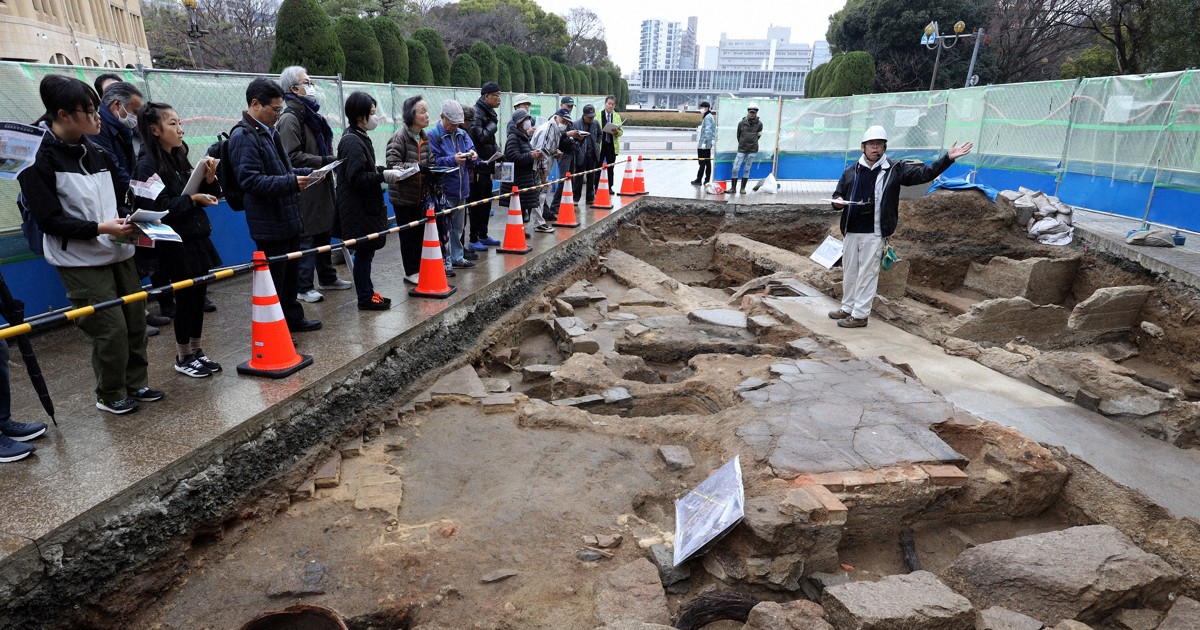 広島平和記念公園で発掘調査　被爆前にあった建物基礎部分など発見