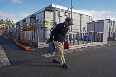 能登半島地震の被災者らが生活する仮設住宅＝石川県輪島市で2025年12月、岩本一希撮影